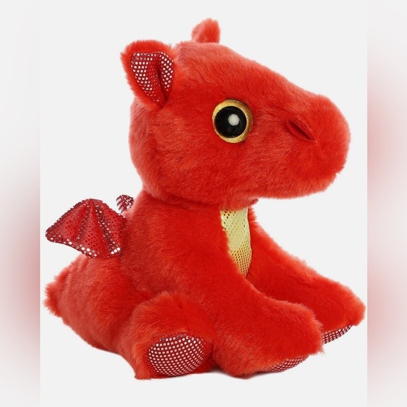 Aurora Dragon flame red Small Sparkle Tales 7" - Enchanting Stuffed Animal plush - Picture 2 of 8